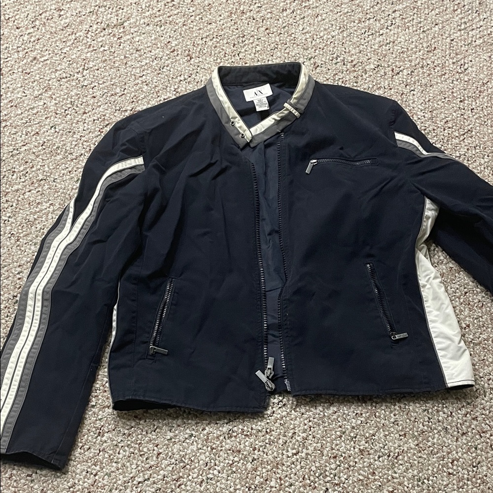 Armani Exchange Dark Blue and Cream Windbreaker